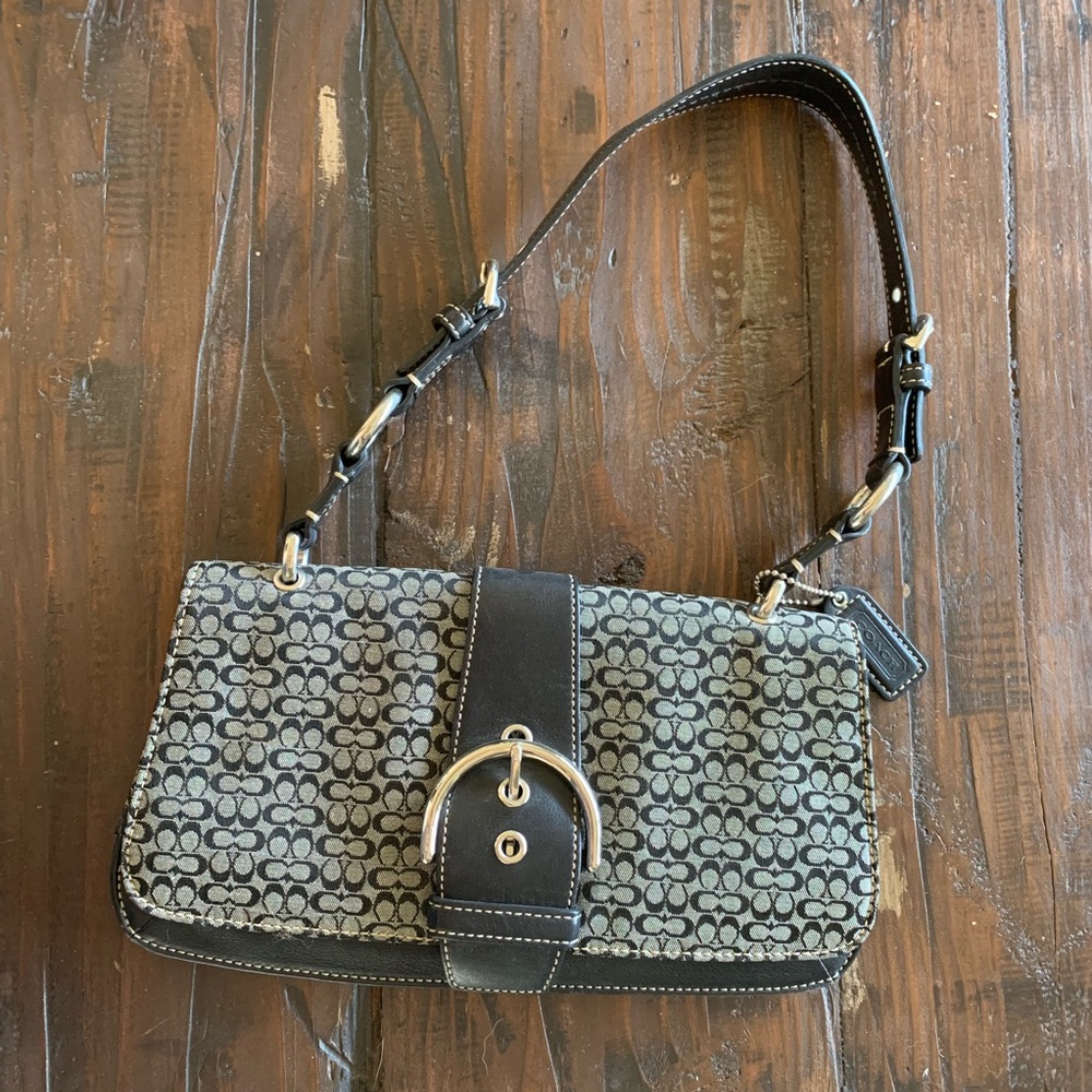 Black & Grey Canvas Coach Purse